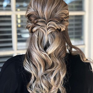back view of wavy braided hair